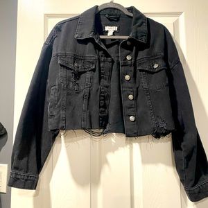 Forever21 cropped black denim jacket
